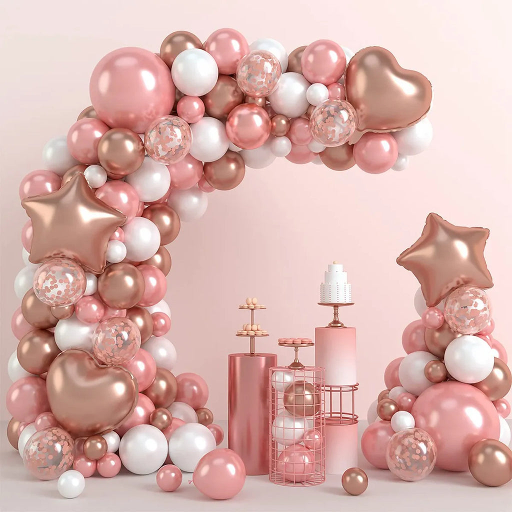 Pink & Gold Balloon Garland Arch Kit – Elegant Party Decoration for Weddings, Birthdays & Baby Showers