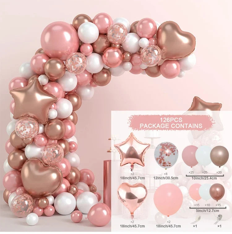 Pink & Gold Balloon Garland Arch Kit – Elegant Party Decoration for Weddings, Birthdays & Baby Showers