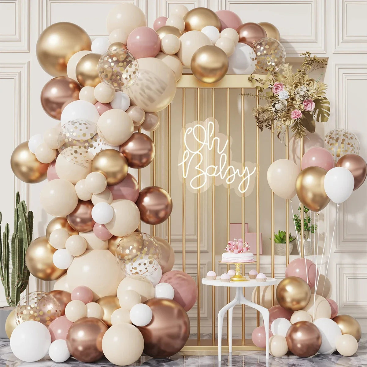 Pink & Gold Balloon Garland Arch Kit – Elegant Party Decoration for Weddings, Birthdays & Baby Showers