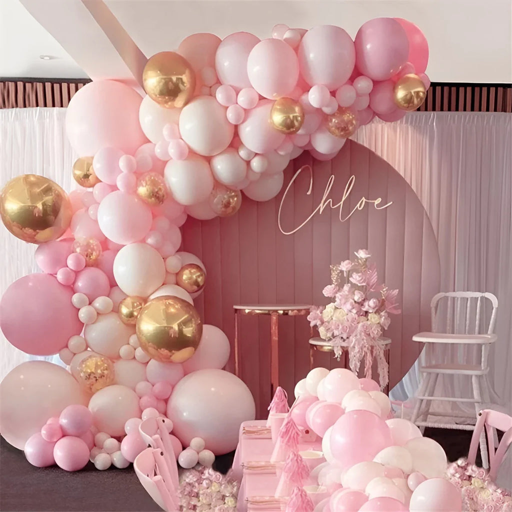 Pink & Gold Balloon Garland Arch Kit – Elegant Party Decoration for Weddings, Birthdays & Baby Showers