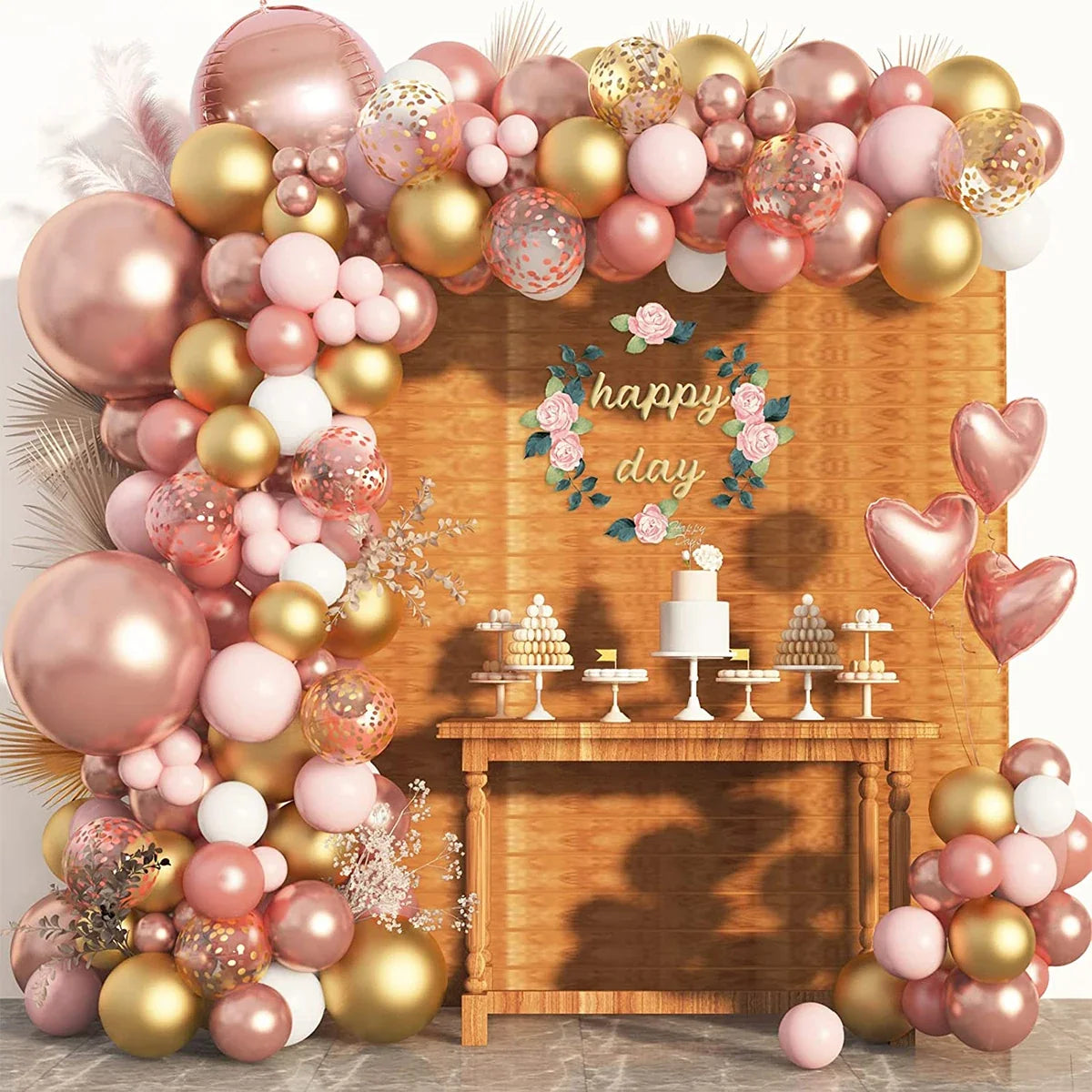 Pink & Gold Balloon Garland Arch Kit – Elegant Party Decoration for Weddings, Birthdays & Baby Showers