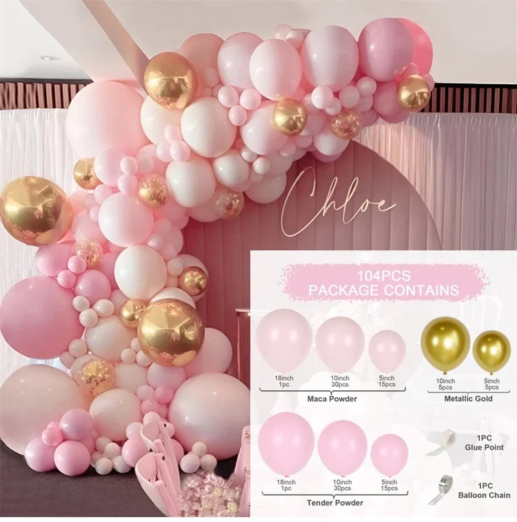 Pink & Gold Balloon Garland Arch Kit – Elegant Party Decoration for Weddings, Birthdays & Baby Showers