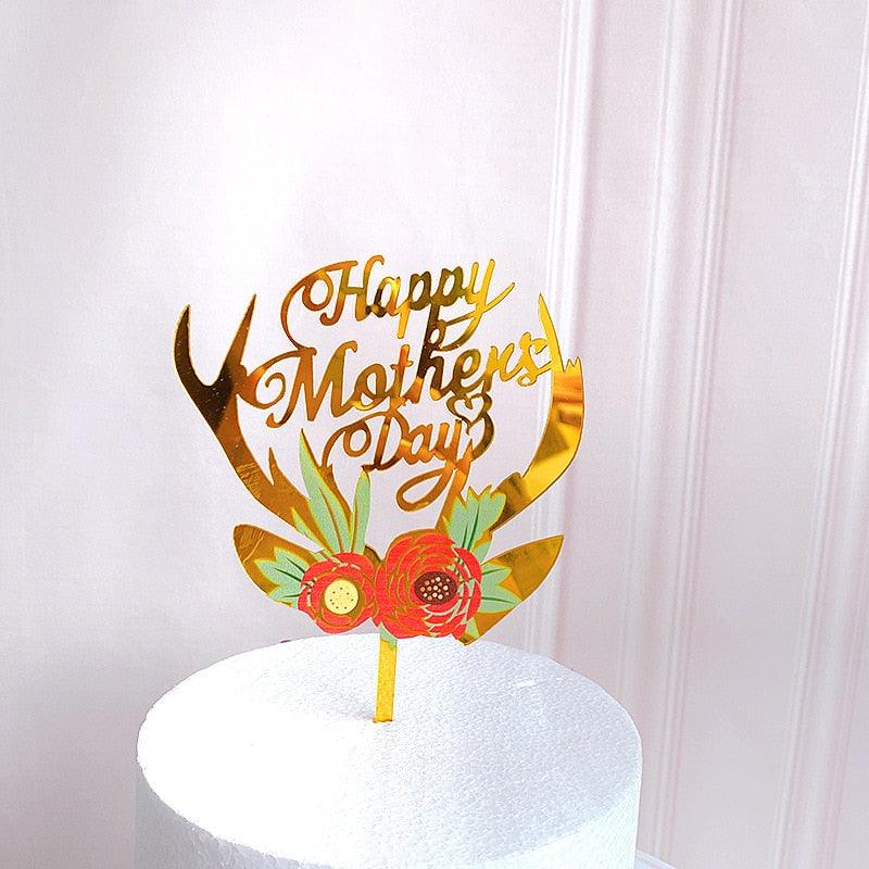 New Colored Flowers Happy Birthday Cake Topper Happy Birthday Cake Topper Acrylic With Flowers Cupcake Topper For Various Birthday Party Cake Decorations Golden Acrylic Birthday Party Dessert Decoration For Baby Shower Baking Supplies