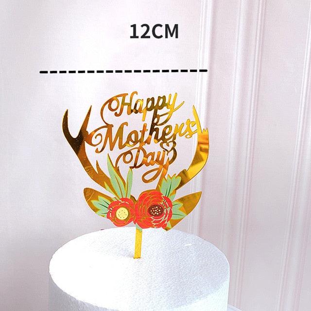 New Colored Flowers Happy Birthday Cake Topper Happy Birthday Cake Topper Acrylic With Flowers Cupcake Topper For Various Birthday Party Cake Decorations Golden Acrylic Birthday Party Dessert Decoration For Baby Shower Baking Supplies