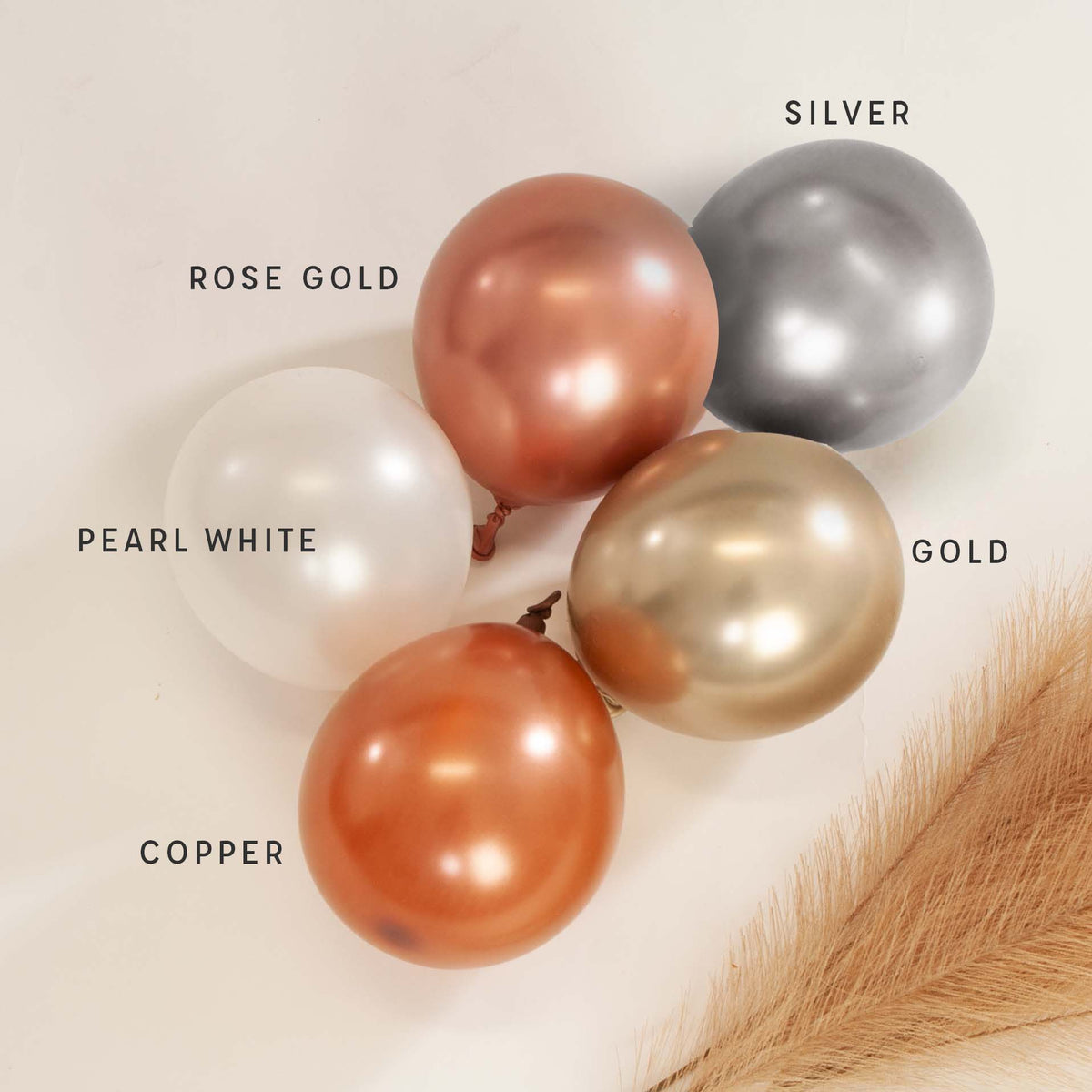 Premium Rose Gold Metallic Latex Balloon Cluster (5", 11” and 17”)